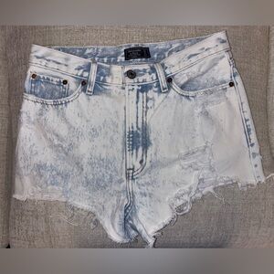 Abercrombie Annie High Rise Acid Wash Denim Shorts 27 / 4 Distressed Raw Hem